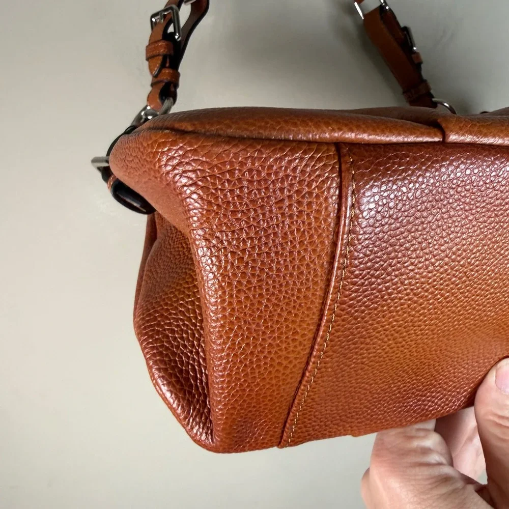 S-Zone Ombre Cognac Brown Pebbled Leather Hobo Shoulder Bag